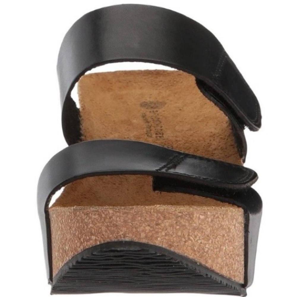 Eric Michael Black Leather Cork Wedge Sandals | Made in Portugal EU 39/ US 8-8.5 - Picture 6 of 8